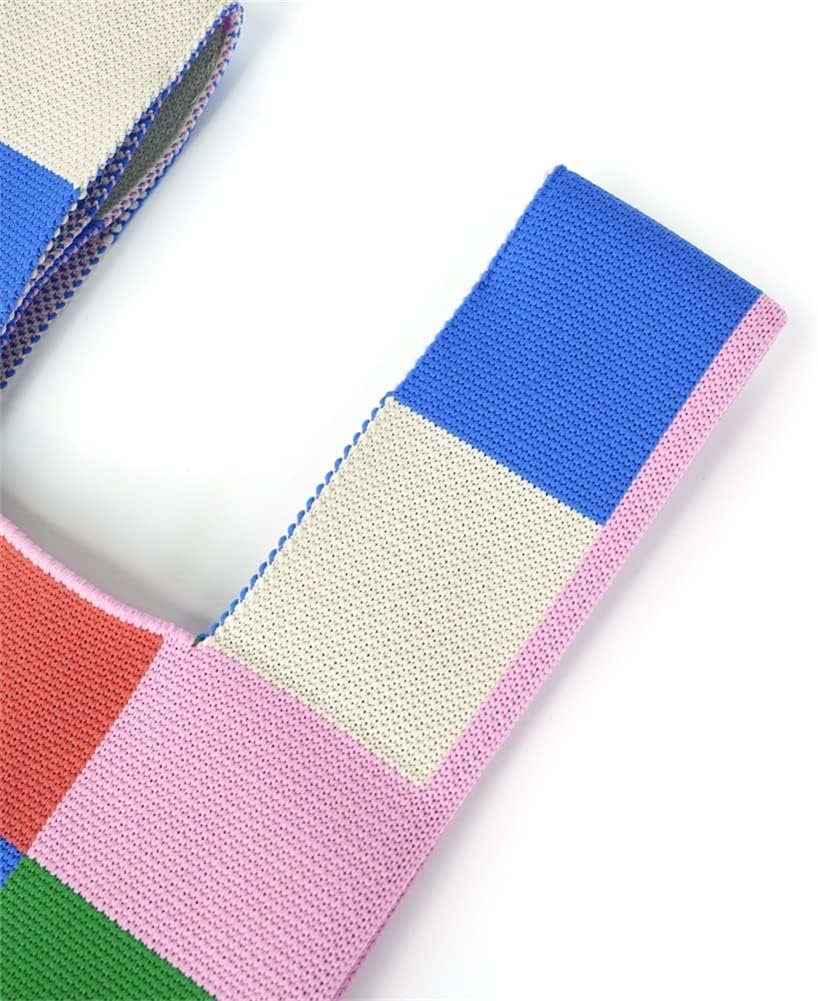 Colour Print Shoulder Bag for Women Fashion Tote Bag Small Hobo Handbag Purse Clucth Light Knit Top Handle Bag